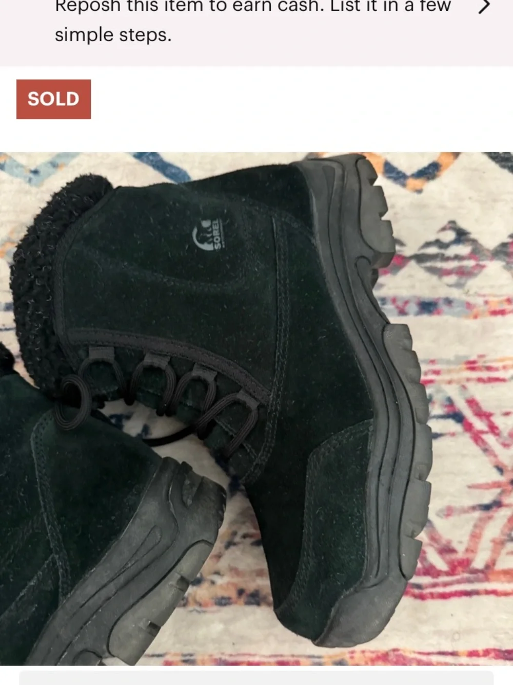 Sorel Waterfall Winter Boots black suede Leather Lace Up Faux Fur Lined